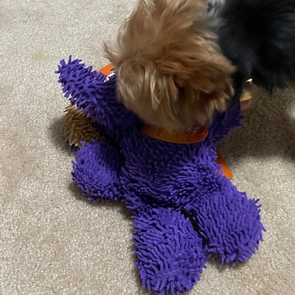 Mighty Toys Microfiber Ball Elephant Durable Squeaky Dog Toy + Dog Bags & Treats